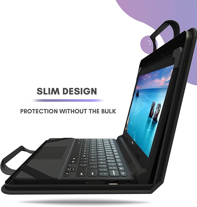 13-14 Inch Protective Always-on Chromebook Hard Case with Accessory Pouch and Adjustable Shoulder Strap, 40 Pack