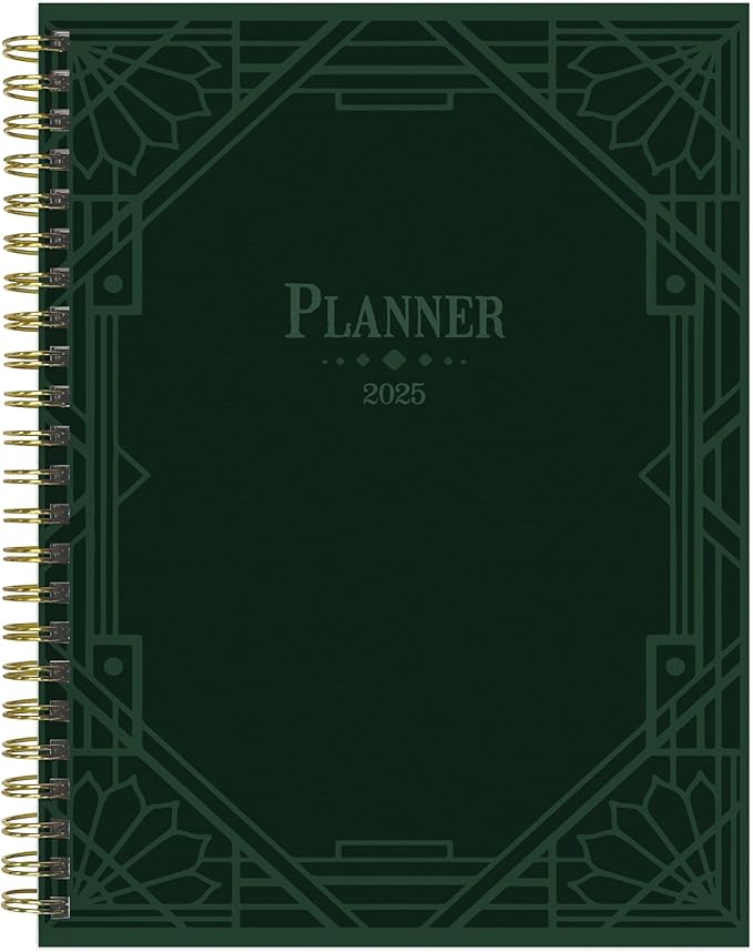TF PUBLISHING 2025 Emerald Edition Medium Weekly Monthly Planner - Goals & Task Trackers - Planner Monthly and Weekly with Organizer Stickers - 12 Month Calendar Planner - 6.5" x 8"