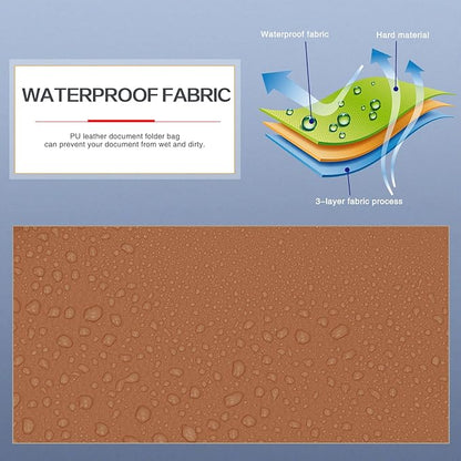 Toplive Document File Folder, Waterproof PU Leather A4 Letter Envelope Folder Case File Organizer Dual Layers Stylish Document Holder with 8 Card Holder 2 Pen Loop for Travel Office School, Brown