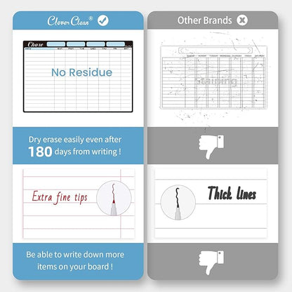 Magnetic Dry Erase Chore Chart and Menu Board - 8.5"x13" Chore Board and Meal Planner for Fridge - 6.5"x8.5" List Board and 6 Extra Fine Point Markers Included - Shipped Flat