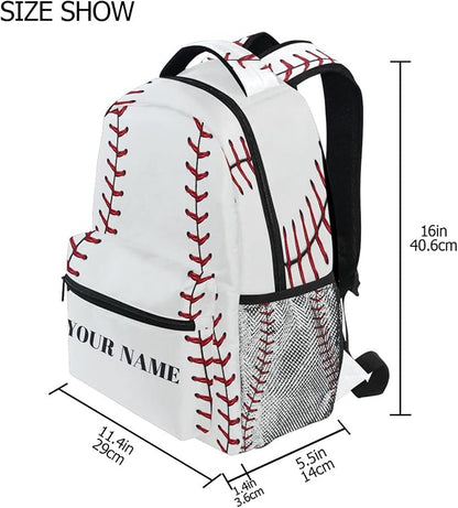 AUUXVA Custom School Backpack for Boys Kids with Name/Text Personalized Bookbag Add Your Name Customized Backpack Sports Baseball School Bag Laptop Backpack Travel Camping Daypack