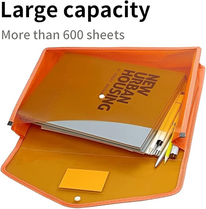 YoeeJob Plastic File Folders Legal Size Expandable Document Folder with Snap Button Closure, A4 Expanding File Wallet Envelopes Pouch with Label Pocket, 10 Packs, Muti-colored