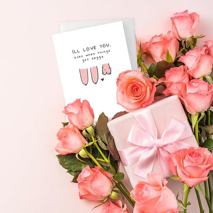 ALY LOU Naughty Anniversary Card for Boyfriend Husband, Funny Birthday Card for Him Her, Sarcastic Adult Card for Wife Girlfriend, Dirty Greeting Card (I'll Love You Even When Things Get Saggy)