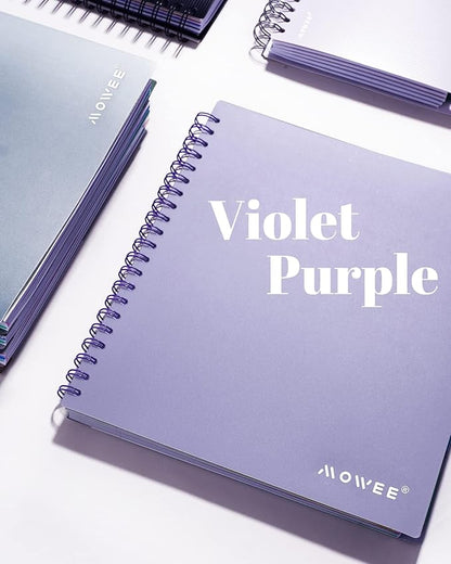 5 Subject Notebook - Spiral Notebook, College Ruled Notebook With Dividers Pocket, Tabs, 11" Ruler, 300 Pages, for Writing Journal, Home & Office, School Supplies, 8.5x11'' Purple150Sheets