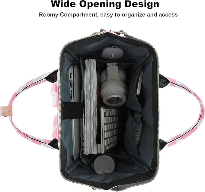 Cow Print Laptop Backpack College School Backpack Bookbags Nurse Backpacks Travel Bags for Women Girls Fits 15.6 Inch Notebook (Pink)