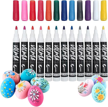 VILMA Liquid Chalk Markers Window Markers for Cars Glass pens Wet Erase Markers Washable Blackboard Markers for Car Window, Mirrors,Signs,Crafts, 2MM Tip 12 Pack,12 Colors