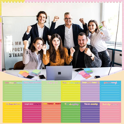 Yinder 24 Pcs Inspirational Sticky Notes with Lines Cute Motivational Sticky Notes Pad Employee Appreciation Gifts Bulk for Teacher Nurse Coworkers Office Supplies 3 x 3''(Dark Color,Inspirational)