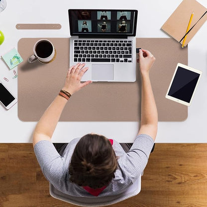 ‎Boutilon Leather Desk Pad 35"x 17" Non-Slip Mouse Pad,Office Desk Mat,Waterprooft PU Leather Desk Blotter,Desk Pad Protector,Desk Writing Pad for Home Office Decor (L-Champagne,35"x 17")