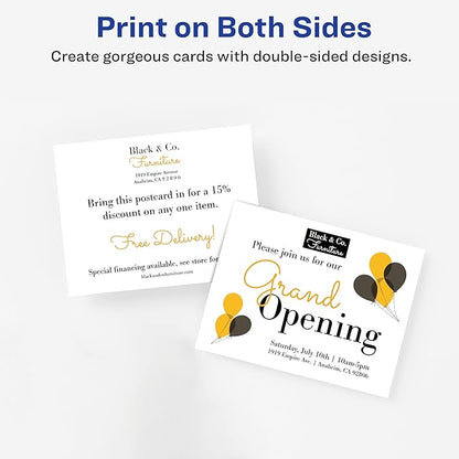 Avery Printable Postcards, 4.25" x 5.5", Matte White, 200 Blank Postcards for Inkjet Printers (8387)