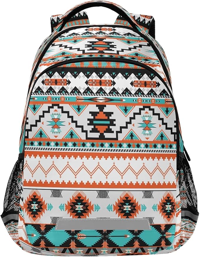 AUUXVA Ethnic Geometric Chevron Aztec Backpack School Bookbag Laptop Purse Casual Daypack for Teen Girls Women Boys Men College Travel 16.7x11.6x6.9 inch