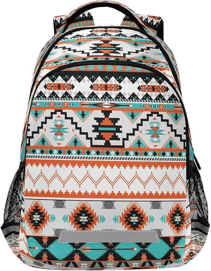 AUUXVA Ethnic Geometric Chevron Aztec Backpack School Bookbag Laptop Purse Casual Daypack for Teen Girls Women Boys Men College Travel 16.7x11.6x6.9 inch