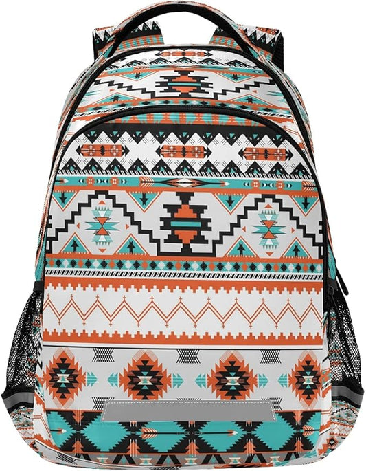 AUUXVA Ethnic Geometric Chevron Aztec Backpack School Bookbag Laptop Purse Casual Daypack for Teen Girls Women Boys Men College Travel 16.7x11.6x6.9 inch