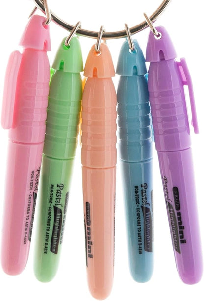 BAZIC Mini Highlighter Pen Pastel Color, Chisel Tip Broad Fine Line Highlighters Unscented (5/Pack), 1-Pack
