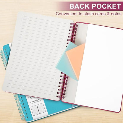 Raspberry Lined Spiral Journal Notebook with 160 Pages, 8×5.7in, A5 Spiral Notebook, Journaling Notebooks for Work, School, Women, Men, College Ruled Spiral Notebook, Hardcover Leather Journals