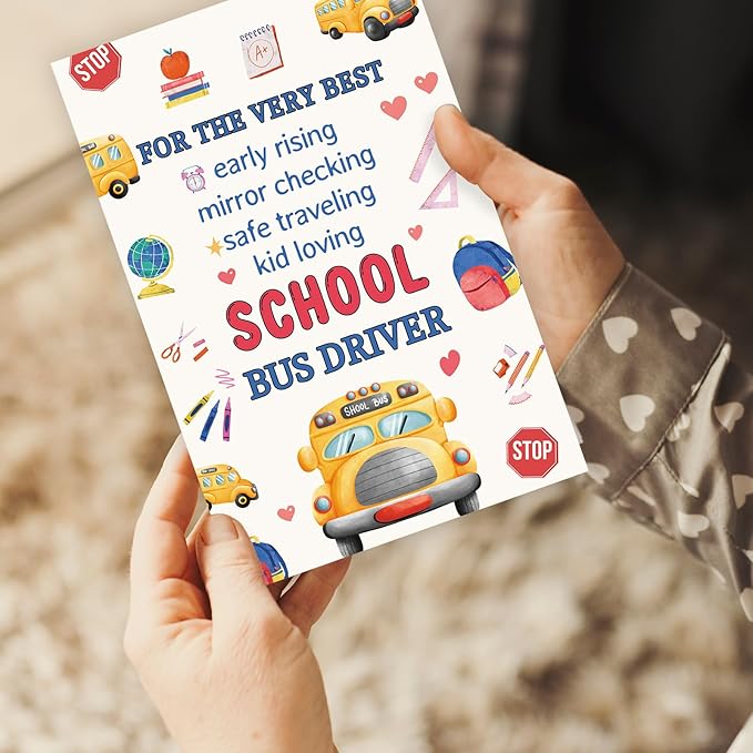 Funny School Bus Driver Appreciation Gifts, Cute School Bus Driver Retirement/End of School Year Gift Card for Him Her