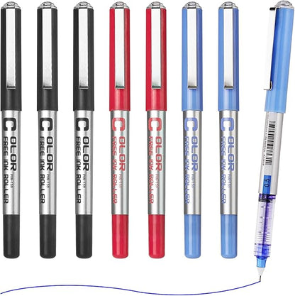 EYEYE Needle Point Rollerball Pens 0.5mm, 8 Pack 3 Colors Extra Fine Tip Liquid Ink Pen Quick Dry, Pens Fine Point Smooth Writing Pen for Journaling, Note Taking, Office, School Supplies