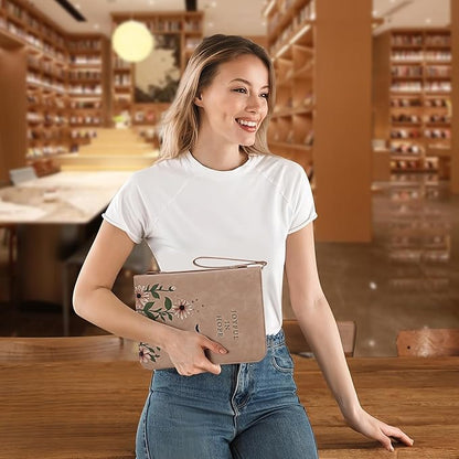 Bible Cover Case, Premium Bible Case, Leather Carrying Book Case with Handle&Zippered Pocket for Standard Size Bible and Bible Accessories, Ideal Gift for Women Men Lady Girls (Fits Smaller Bibles)