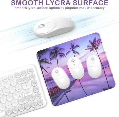 eulps Mouse Pad with Stitched Edge, Multiple Patterns Computer Mouse Pads with Non-Slip Rubber Base, Washable Cloth Mousepad, for Gaming, Laptop, PC (Violet Dusk)