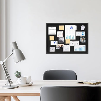 Cork Board with Linen Black,Bulletin Board 23"x17", Corkboards for Office Home School Message Board or Vision Board Decoration.