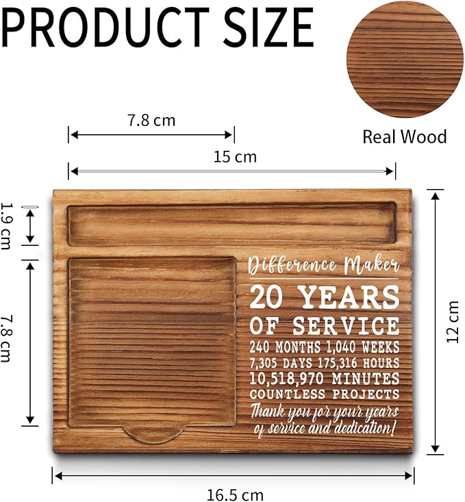 20th Work Anniversary Sticky Note Holder, Thank You Appreciation 20 Year Work Anniversary Decor Gifts for Women, Employee, Him, Her, Happy 20th Work Anniversary Self-Stick Note Pad Holders GSH27