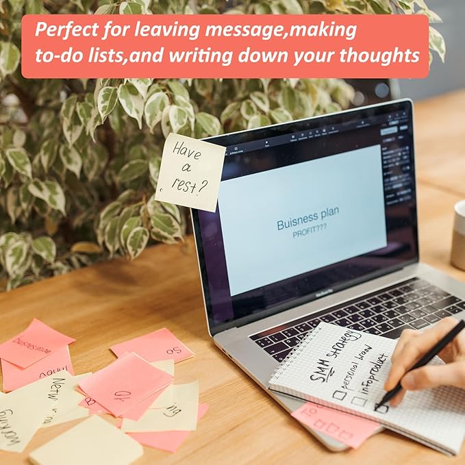 Sticky Notes 3x3 Inches, 12 Pads Bright Colors Sticky Notes,Colorful Sticky Notes, Self-Stick Note Pads, Sticky Notes Bulk,50 Sheets/Pad (6Pads)