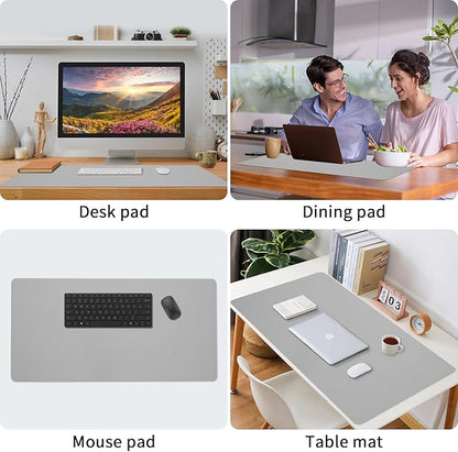 Bloss Large Desk Pad, Desk Mat, Desk Pads on Top of Desks, Computer Mat Non-Slip, Desk Blotter Waterproof, Easy to Clean - Light Grey (31.5 x 15.7 Inches)