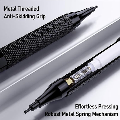 Four Candies Metal Mechanical Pencil Set, 3PCS Art Drafting Pencils 0.5, 0.7, 0.9MM & 2PCS 2MM Mechanical Drawing Pencils with 420PCS Leads (4B 2B HB 2H Color) for Writing Sketching Drawing (Black)