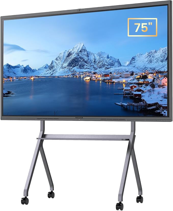 Enther 75″ Smart Board C7530 Kit,4K UHD Interactive Whiteboard, All in One Enabled Collaboration Board Touch Screen for Office or Classroom(Board and Shelf)