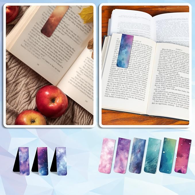 48 Pieces Magnetic Bookmarks Magnet Page Markers - Book Marks for Reading Women & Men with Storage Boxes - Cute Magnet Bookmark Clips for Reading Pleasure（Stars）
