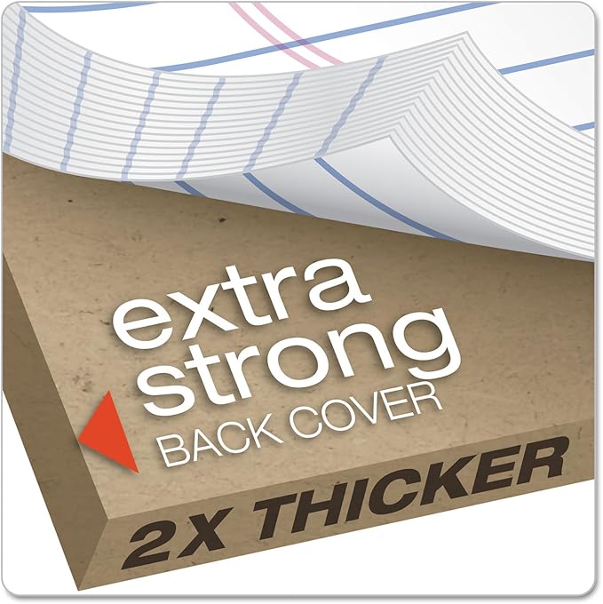 Ampad Gold Fibre Writing Pads, Legal/Wide Rule, Letter Size (8 1/2 in x 11 3/4 in), White, Four 50-Sheet Pads per Pack (20-031)