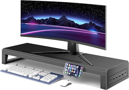 Computer monitor stand Laptop Desk Shelf & Monitor Riser ，27.55 inches,22W charging , 2 USB 3.0 , and 1 USB 2.0， Monitors/PC/Laptop/Computer Space Saver Organizer ，Heavy Duty Gift Gaming Studio Office (USB Hub Fast Charging Version, 700mm)