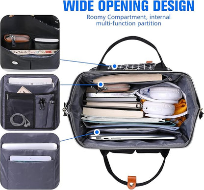 MOMUVO Laptop Backpack for Women, School Backpack 15.6 Inch Notebook Work Backpack with USB Charging Port, Casual Daypack Women College Bookbag for Teacher, Girls, Travel