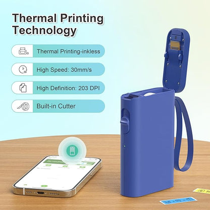 Nelko Label Maker Machine with Tape, P21 Bluetooth Label Printer, Wireless Mini Label Makers with Multiple Templates for Organizing Office Home, Blue