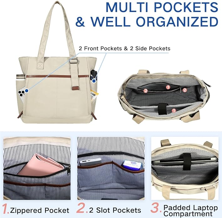 Chase Chic Laptop Bag for Women, Trendy Work Tote Bag Ladies 15.6 inch Computer Bag Fashion Business Handbag for Travel