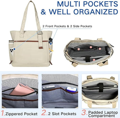 Chase Chic Laptop Bag for Women, Trendy Work Tote Bag Ladies 15.6 inch Computer Bag Fashion Business Handbag for Travel