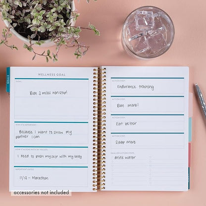 Erin Condren Coiled A5 Daily Wellness Planner, Features 160 Pages of Thick, Bleed Resistant 80 Pound Paper Boost Productivity, Durable, Pretty, Cute, Stylize