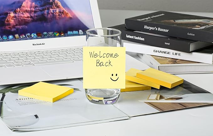 (24 Pads) Pop Up Sticky Notes 3x3 Refills, Canary Yellow Strong Adhesive Post, Suitable for Home, Office, School, Clean Removal