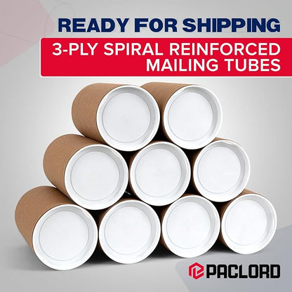 4" x 6" Reinforced Kraft Paper Mailing Tubes, Pack of 6 Tubes with 2 Caps Each – USPS Approved Poster Tube – Made in USA Cardboard Tube for Shipping and Storing Posters, Prints, Artwork, or Documents
