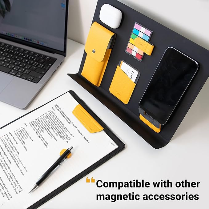 LHiDS Folio Lite 2.0 with Stand, Business Portfolio Resume, 3-in-1 Padfolio with Magnetic Accessories, Work as Notebook Cover, Clipboard, Organizing Board for Home and Office (Yellow, A4/Letter)