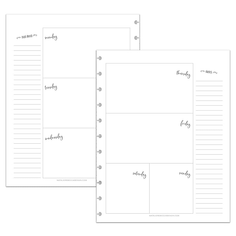 BetterNote Horizontal Undated Calendar Refill Pages for Disc Notebook, fits The Happy Planner, Discbound Levenger Circa, Staples Arc, TUL (Whimsy- 6 months, 11-Disc, 8.5"x11")
