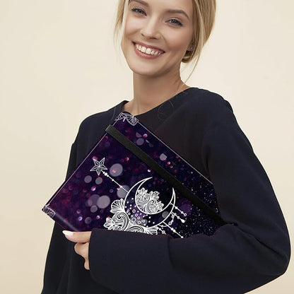 Padfolio Folder with Clipboard,Portfolios Organizer Clipboards with Storage Clipboard Writing Pad PU Leather Conference Document Organizer with Business Card Holder,Moonflower