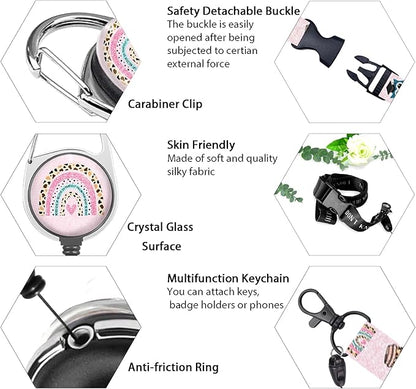 Rainbow Teacher Lanyards for Id Badges, Cute Badge Reel Heavy Duty with Carabiner Clip, Fashionable ID Badge Holder with Breakaway Lanyard, Teacher Nurse Office Christmas Gifts