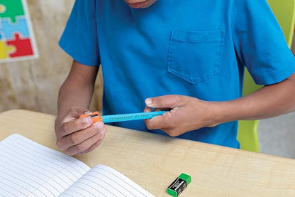Ticonderoga My First Tri-Write Wood-Cased Pencils with Sharpener, Pre-Sharpened, 2 HB, With Erasers, Neon Colors, 2 Count, 6 Packs