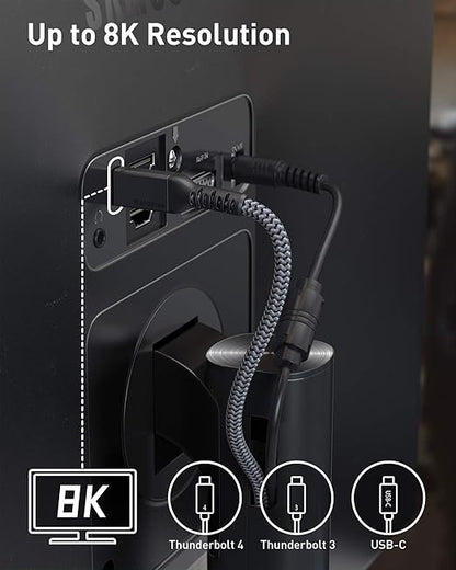 Maxonar [3.3Ft] Thunderbolt 4 Cable, 240W Thunderbolt Cable 40Gbps Sync 8K/5K@60Hz Display and for Thunderbolt 4, Thunderbolt 3, USB4, and USB-C Devices