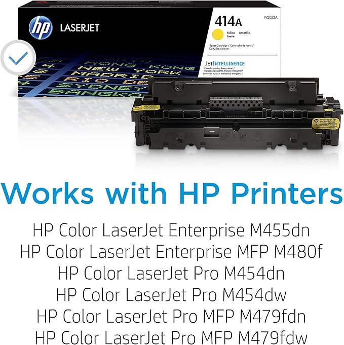 HP 414A Yellow Toner Cartridge | Works with HP Color LaserJet Enterprise M455dn, MFP M480f; HP Color LaserJet Pro M454 Series, HP Color LaserJet Pro MFP M479 Series | W2022A