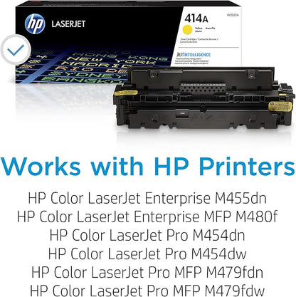 HP 414A Yellow Toner Cartridge | Works with HP Color LaserJet Enterprise M455dn, MFP M480f; HP Color LaserJet Pro M454 Series, HP Color LaserJet Pro MFP M479 Series | W2022A