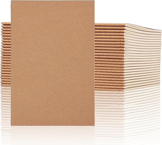 EOOUT 24 Pack A5 Lined Journaling Notebooks for Writing, Kraft Notebook Journals 8.3x5.5in College Ruled Subject Notebooks 30 Sheets 60 Pages for School Office Supplies