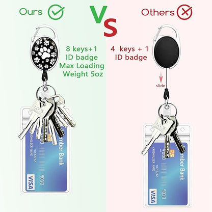 Puppy Dog Paw Lanyards for Id Badges, Cute Retractable ID Badge Holder with Detachable Lanyard, Fashionable Badge Reel Heavy Duty with Carabiner Clip, Nurse Teacher Office Gifts