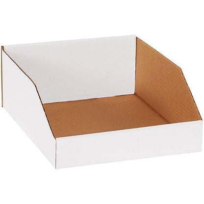 Partners Brand PBINMT1012 Open Top Bin Boxes, 10" x 12" x 4 1/2", Oyster White (Pack of 25)