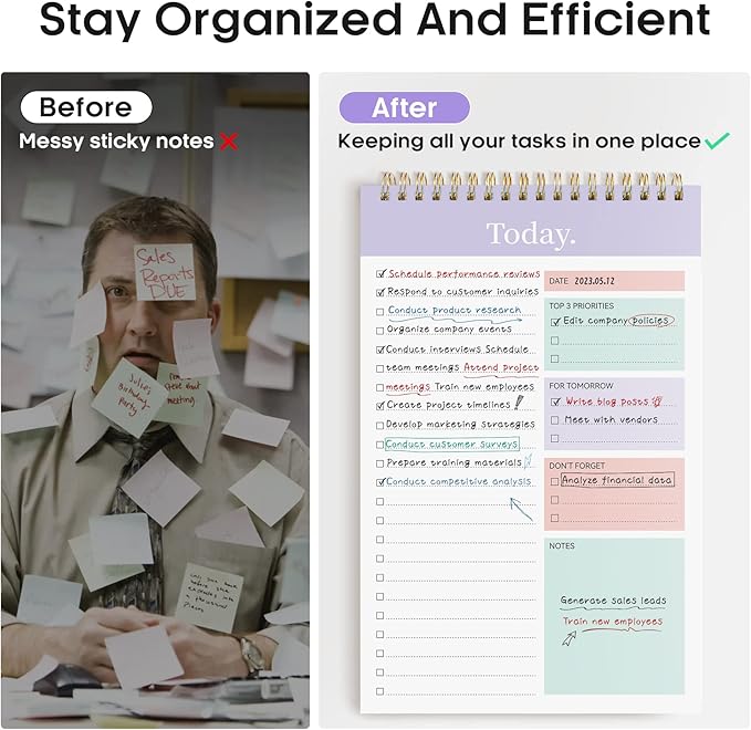 To Do List Pad - To Do List Notebook for Work with 52 Sheets, Undated Daily Planner Perfect for Daily Tasks and Goal Setting, To Do List Notepad Suitable for Office, Home and School-Violet Dream